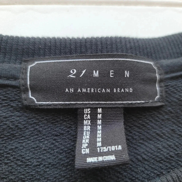 21 Men Sweatshirt Mens Black Cotton Blend Pullover Casual Fitted Zipper Sz M - Picture 2 of 8